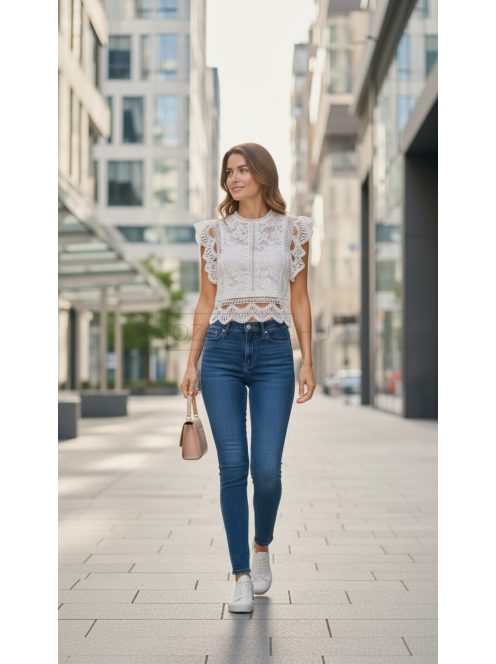 M3518-32 Alessia női skinny extra hosszú farmernadrág középkék