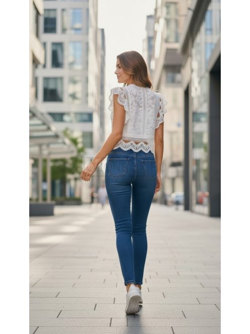 M3518-32 Alessia női skinny extra hosszú farmernadrág középkék