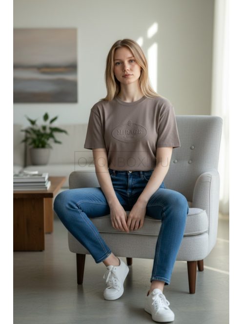 M3535 MIRAGE női kötött hatású felső (drapp)