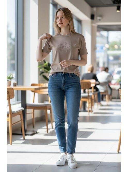 M3535 MIRAGE női kötött hatású felső (drapp)