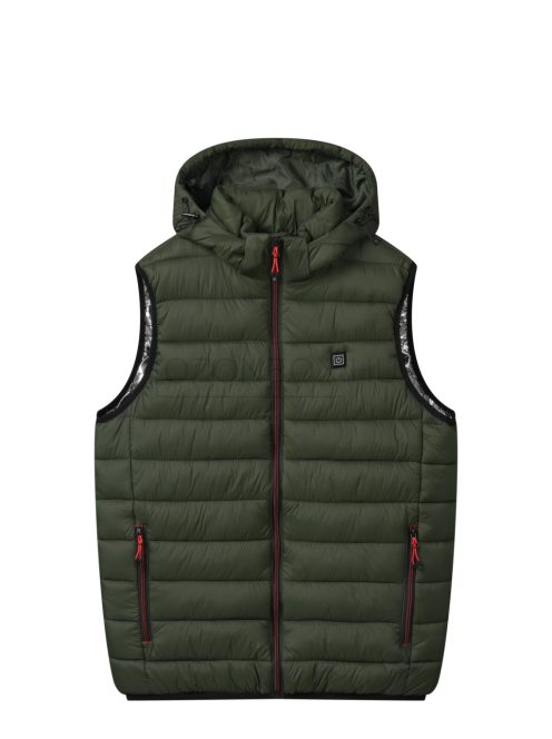 MMJ-5206 Férfi fűthető kapucnis könnyű mellény (fekete-kék-zöld)