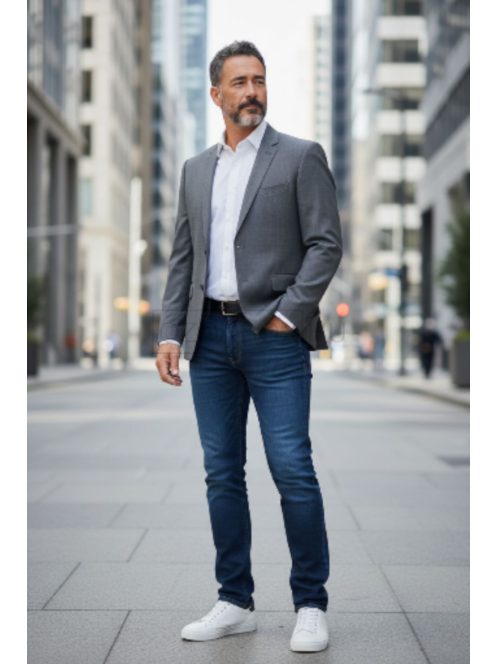 NTKS-2-234 Férfi Slim Fit Sportzakó – grafit szürke