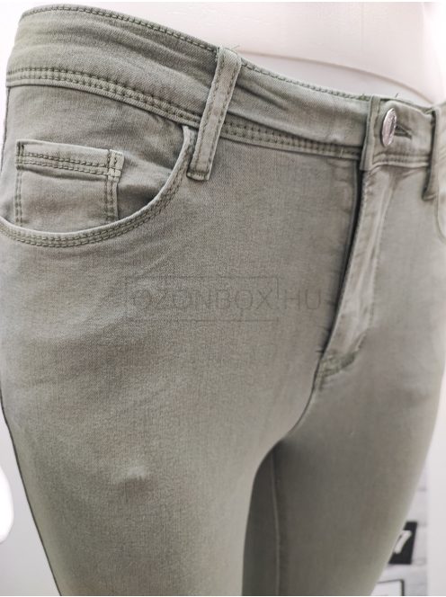 RE1369-3 NIKOL női sztreccs, PUSH UP normál derekú nadrág világos keki