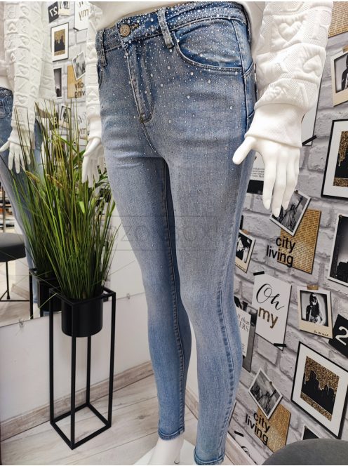 RE3118 VIVIEN SKINNY Push Up strasszköves farmernadrág