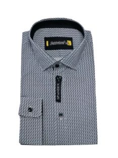  SSM-2555L SMART FIT férfi hosszú ujjú karcsúsított mintás ing