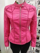 TR-076-17 CHLOE karcsúsított műbőrkabát pink színben