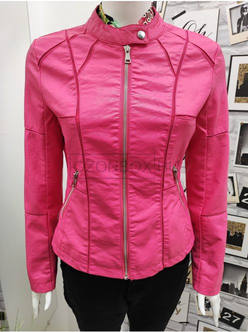 TR-076-17 CHLOE karcsúsított műbőrkabát pink színben