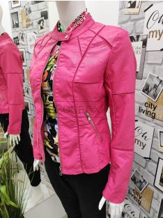 T3-076-17 CHLOE karcsúsított műbőrkabát pink színben