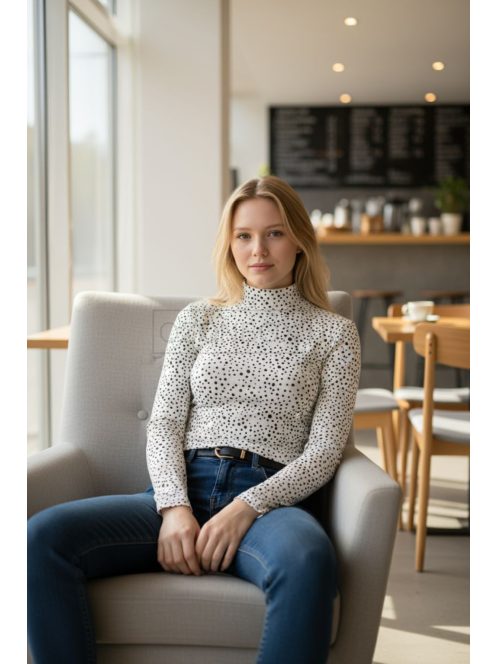 WCX-4977 LARA felső – Fehér fekete pöttyös