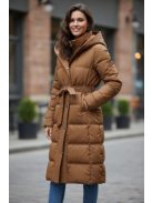 WMA-5728-2 Amélie – Barna steppelt kabát övvel és kapucnival