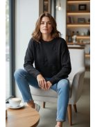 WMY-5772 Elodie – Virágdomborításos kötött pulóver (fekete)