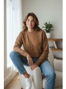 WMY-5772 Elodie – Virágdomborításos kötött pulóver (barna)