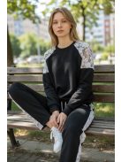 WPU-5497 Lunessa Lounge női csipkebetétes szabadidő felső (fekete)