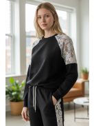 WPU-5497 Lunessa Lounge női csipkebetétes szabadidő felső (fekete)
