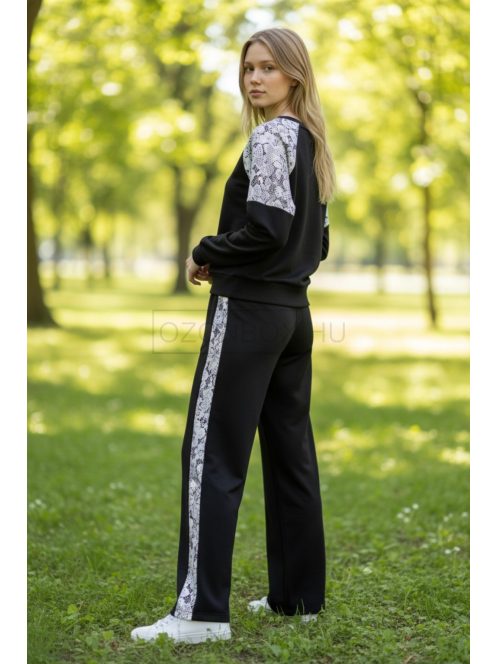 WPU-5497 Lunessa Lounge női csipkebetétes szabadidő felső (fekete)