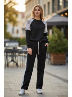   WRT-5501 Lunessa Lounge női csipkebetétes szabadidő nadrág (fekete)