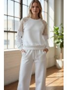 WRT-5501 Lunessa Lounge női csipkebetétes szabadidő nadrág (fehér)