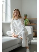 WRT-5501 Lunessa Lounge női csipkebetétes szabadidő nadrág (fehér)