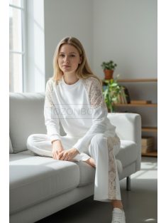   WRT-5501 Lunessa Lounge női csipkebetétes szabadidő nadrág (fehér)