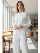 WRT-5501 Lunessa Lounge női csipkebetétes szabadidő nadrág (fehér)