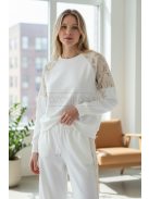 WRT-5501 Lunessa Lounge női csipkebetétes szabadidő nadrág (fehér)