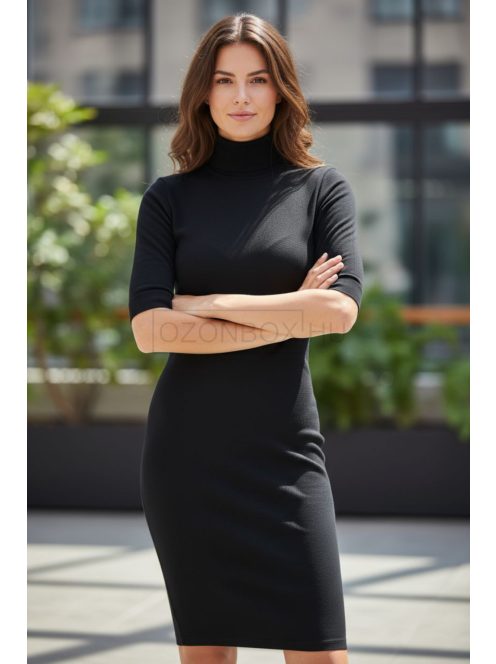 ZS5151 Elena – Fekete garbós kötött ruha