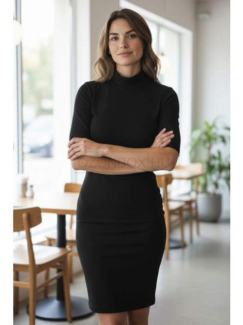 ZS5151 Elena – Fekete garbós kötött ruha