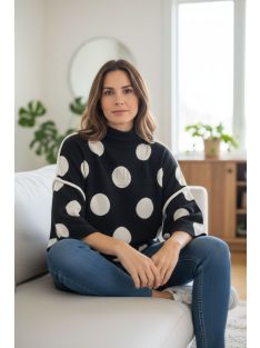 ZS8199 Elvira – pöttyös kötött pulóver (fekete)