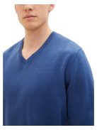   1027665-32618 Tom Tailor férfi V-nyakú kötött pulóver kék színben